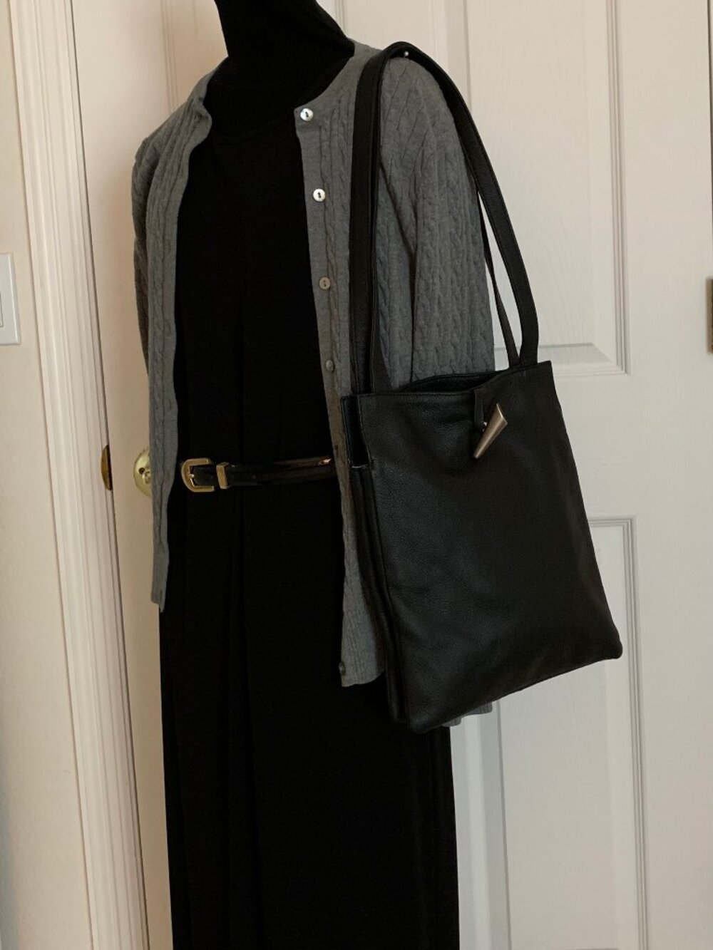 Lupo Black Soft Leather Shoulder Bag Purse